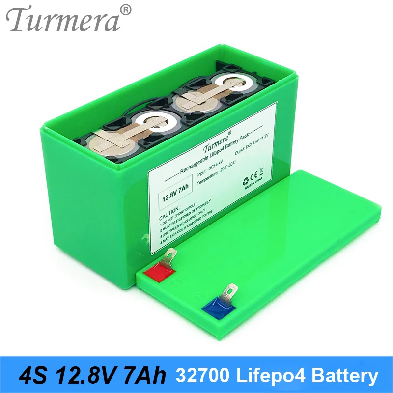 Turmera 32700 Lifepo4 Battery Pack 4S1P 12.8V 7Ah with 4S 40A Balanced BMS for Electric Boat and Uninterrupted Power Supply 12V 03