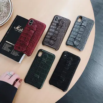 

Luxurious Crocodile phone case For iPhone X 11 pro max Premium PU Leather with strap iphone 7 8plus Xr 11 case
