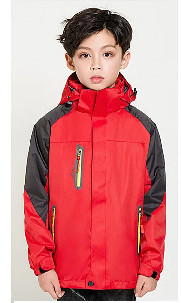 Детская зимняя водонепроницаемая куртка; детская ветровка; флисовая куртка для дождливой погоды; теплое пальто для походов и кемпинга; лыжные куртки для мальчиков и девочек - Цвет: Boy Red