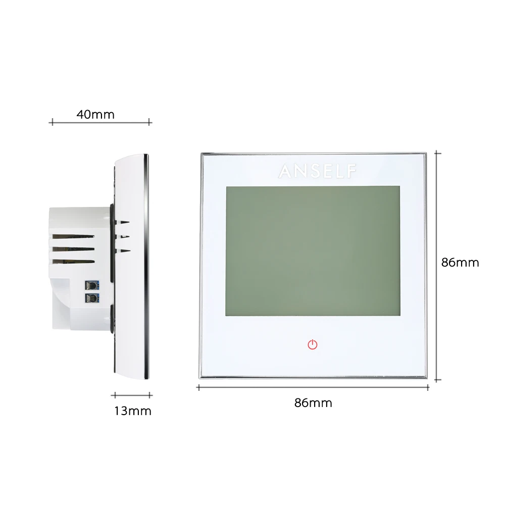 

Hot Weekly Programmable Underfloor Heating Thermostat LCD Touch Screen Room Temperature Controller Thermostat White Backlight