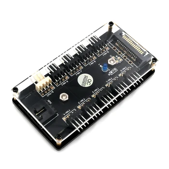 

PWM Fan Hub CPU Cooling 10 Way 12V LED 3 / 4Pin Fan Splitter Cable Fan Controller PC with PMMA Case Magnetic Standoff SATA Power