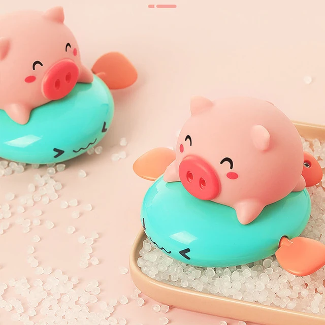 1PCS Cute Cartoon Animal Pull the bath toy pig Classic Baby Water Toy Infant Swim Turtle Wound-up Chain Clockwork Kids Beach Toy 6