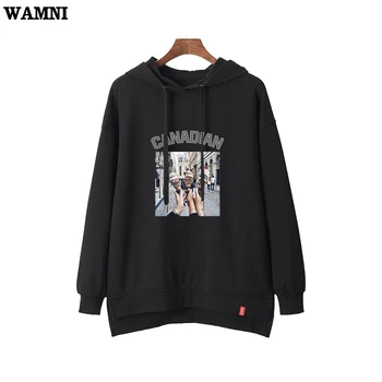 

WAMNI Brand Black Hoodies Women Casual Print Girl High Quality Streetwear Pullovers Winter Kawaii Outerwear Hoodie