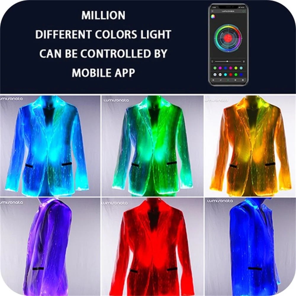 Glow in The Dark Luminous Fiber Optic Clothes - China Down Jacket Coat and  Dance Costume price