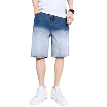

New Fashion Light Blue Street Style Hip Hop Cotton Gradient Color Shorts Jeans Denim Summer Jean Shorts