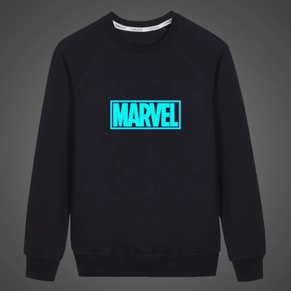 Флуоресцентная светящаяся толстовка с надписью «Marvel» и «мстители» для мальчиков и девочек; коллекция года; мужское осеннее пальто; толстовка унисекс; детская повседневная толстовка с круглым вырезом