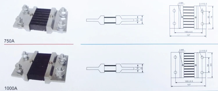 75 MV DC External Splitter Diverter Current Shunts 5A~60A Bakelite Dock Cable Internationa Standards A Customization Poducts