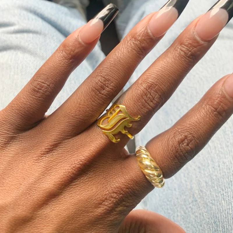 Gothic letter sale ring