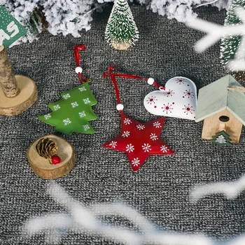 

Christmas Decorations Nordic Style Wrought Iron Painted Snowflakes Five-Pointed Star Christmas Tree Pendant Pendant 3Pcs