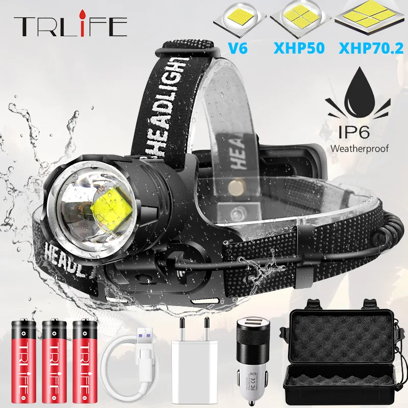 

High Lumens XHP-70.2 led Headlamp Fishing Camping headlight High Power lantern Head Lamp Zoomable USB Torches Flashlight 18650