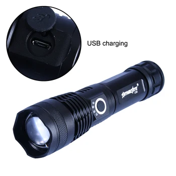 

3000LM XH P50 LED Tactical Flashlight Zoomable Military Torch 26650/18650 Telescopic Flashlight USB Rechargeable Flashlight