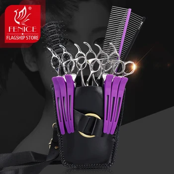

Fenice Leather Barber Scissor Storage Hairdressing Holster Pouch Holder Case Clips Bag with Waist Shoulder Belt Pet Scissor Bag