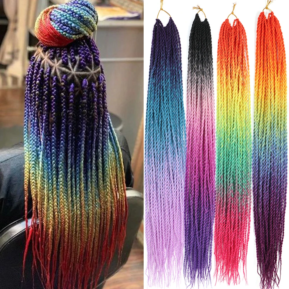 AZIR Senegalese Twist Hair Crochet Braids 24 inch 30 Roots/pack synthetic Crochet Hair Senegalese Braids Twist Hair for Braids 1