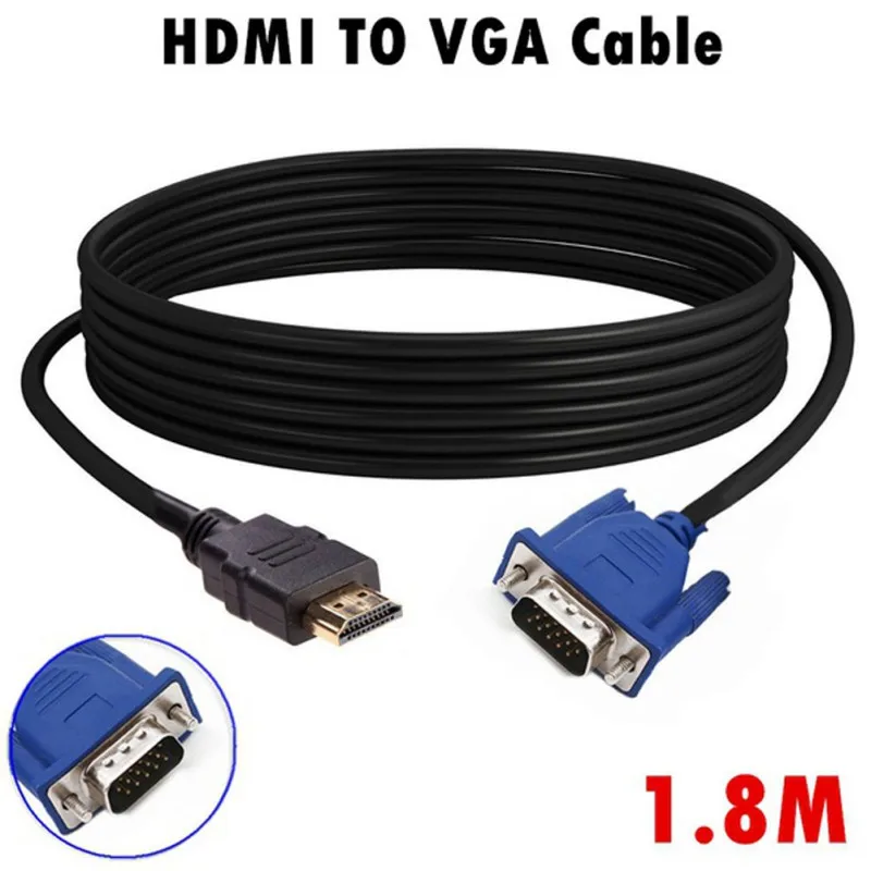 Черный 1,8 м HDMI кабель для VGA адаптер цифровой 1080P HD с аудио конвертер адаптер HDMI VGA Соединительный кабель