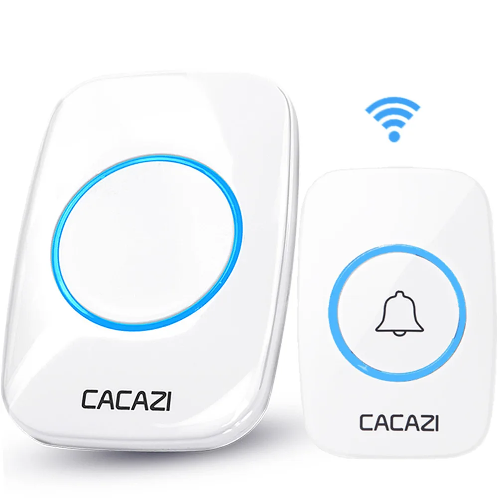 1 button 1 receiver CACAZI 60 Chime 110DB беспроводной дверной звонок Водонепроницаемый 300 м Пульт дистанционного управления EU AU UK US штекер домашний дверной звонок батарея 1 Кнопка 1 2 3 4 Приемник - Цвет: 1 button 1 receiver