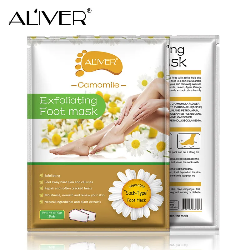 Chamomile Лучшая Горячая 1 пара отшелушивающая маска для ног носки для педикюра пилинг для ног уход за кожей ног маска удаление ороговевшей кожи EK-New - Цвет: Chamomile
