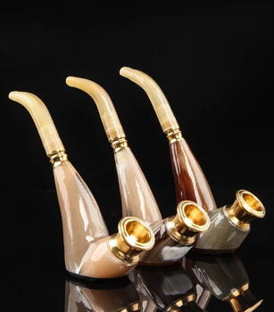 

The Real Ox horn tobacco pipe smoking Pipe Cigarette Holder Filters Smoking Accessories Smoke A Pipe For Smoking p2131