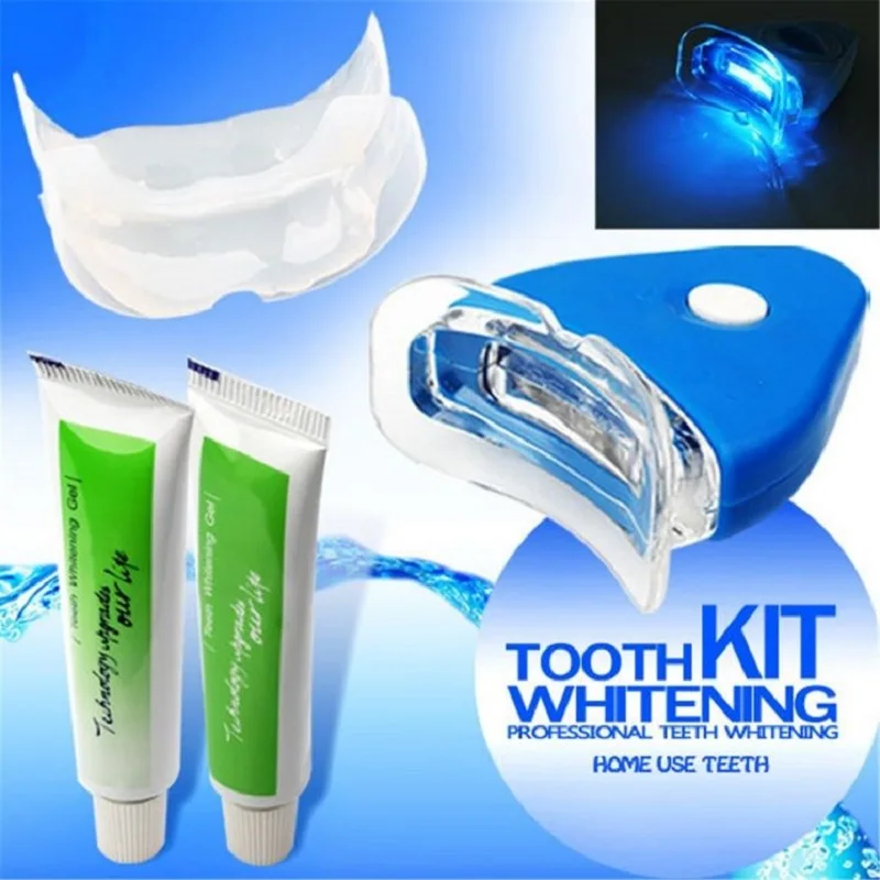 

Free Shipping Original Blue LED Light Teeth Whitening Machine With 2 PCS Tooth Gel Toothpaste 2 PCS Teeth Trays
