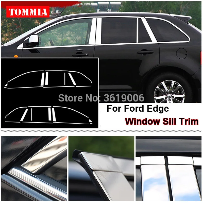 

TOMMIA Full Window Middle Pillar Molding Sill Trim Chromium Styling Strips Stainless Steel For Ford Edge