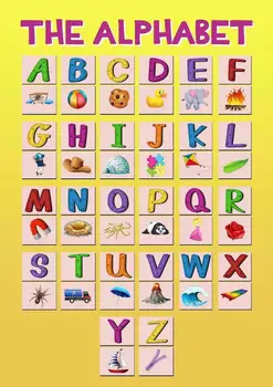 

The Alphabet for Girls Education Yellow Giant Art Silk Poster Home Wall Decor