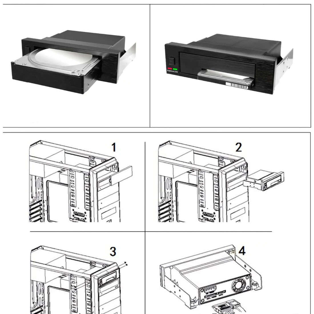 XT-XINTE SSD Storage Box Internal Single Bay Tray-Less Mobile Rack Enclosure LED Indicator Hot-swap for 2.5 3.5 Inch SATA
