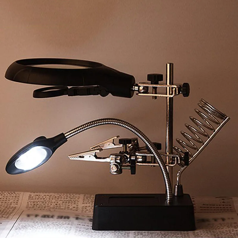 

Circuit Board Repair Welding Auxiliary Clip Magnifying Glass Motherboard Soldering Iron Stand Welding Bracket With LED Light