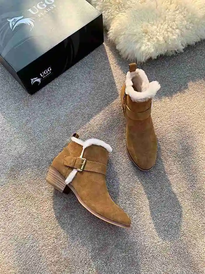 Scarpe donna/женские ботинки; женская обувь из плюша; chaussures femme; Зимние ботильоны с пряжкой; женская обувь с острым носком; Buty Damskie; нубук