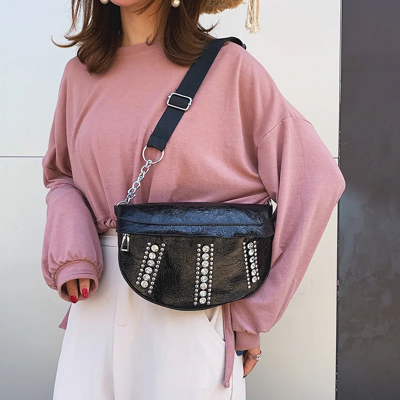 

New Arrival 2019 New Style Summer Diamond Graceful Rhombus Chest Pack INS Shoulder Wallet Tassels Hong Kong Style Bag Women's