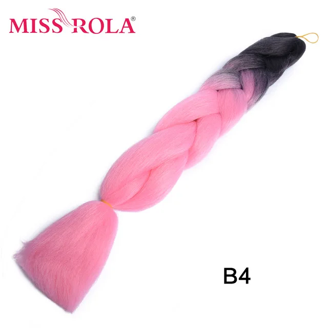 Miss Rola Synthetic Support Wholesale 100g 24 Inch Jumbo BraidsPink Green Yellow High Temperature Fiber Ombre Hair Extensions B4