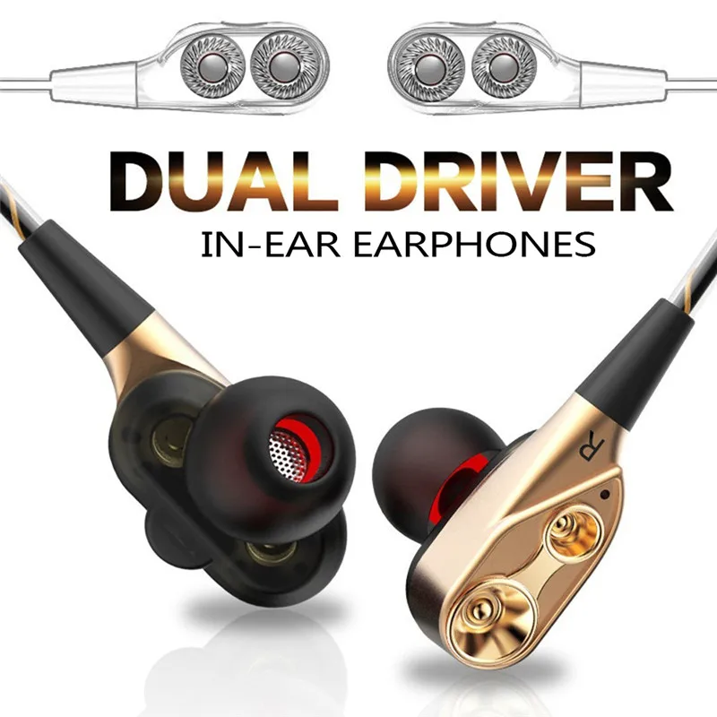 

1pairs In-ear Double-action Subwoofer Smart Mobile Phone Universal For Practice Running Game Music Headphones 1.2m