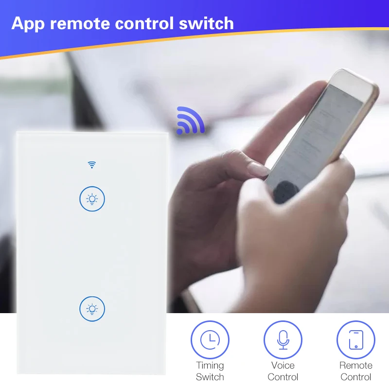 20 шт Wifi Smart US standard 2 банды настенный выключатель Tuya Smart Life App беспроводной пульт дистанционного управления работает с Alexa Google Home Mini