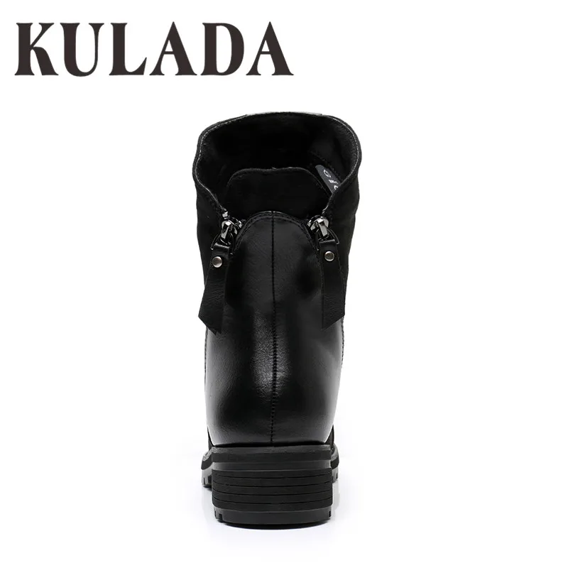 Женские ботинки KULADA из искусственной замши модные сапоги до середины икры на