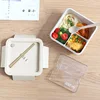 Wheat straw lunch box for kids plastic food storage container snacks box japanese style bento box with tableware soup cup 3