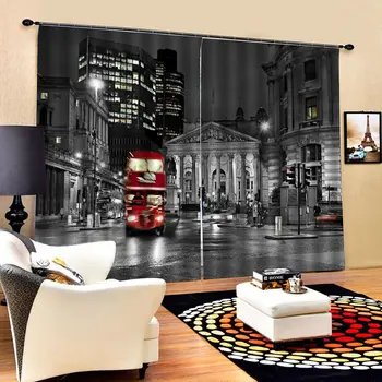 

night scene Prints Curtains Room 3d Curtain Window Drapes BJQ-1280(4)150*166cm Trendy Living Room Bedroom Blackout