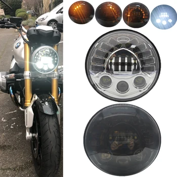 

For Honda Universal 7 inch Motorcycle led headlight with White DRL left/right amber turn signal light for Harley for BMW Jeep
