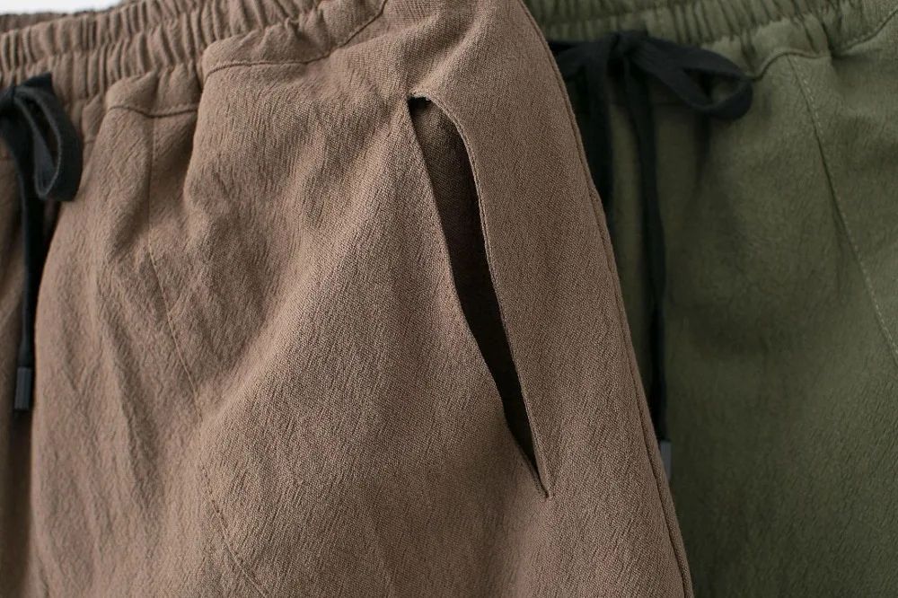 LZJN 2019 Winter Warm Men Thick Pants Double Layer Quilted Casual Pockets Male Winter Joggers Drawstring Cotton Linen Trousers (40)