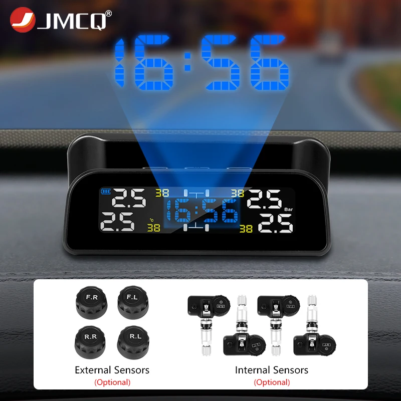 

JMCQ TPMS Tire Pressure Sensor Car Alarm System Tire Pressure Monitoring System Car Accessories Solar Charging Car security