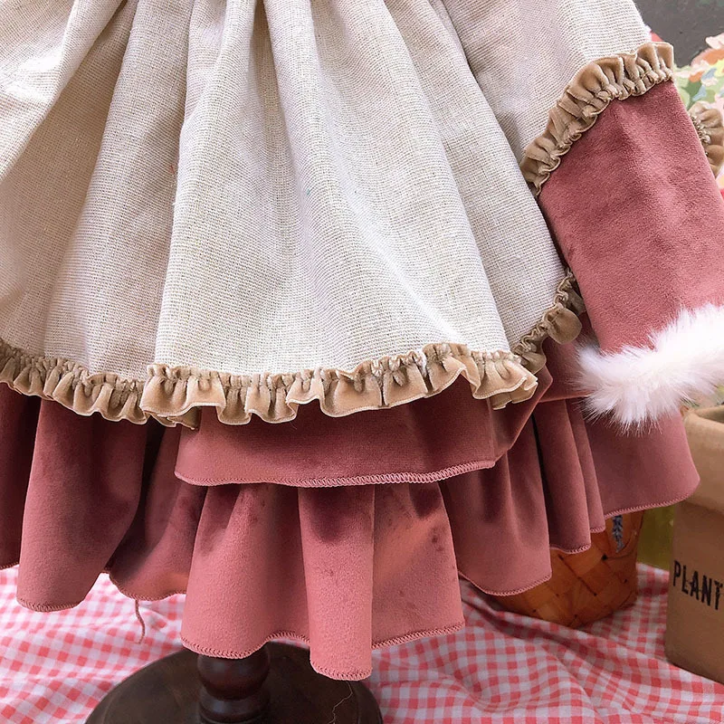 Новое поступление зимних платьев из двух предметов для девочек пышное платье принцессы с подкладкой рождественское платье для девочек платье для дня рождения и свадьбы