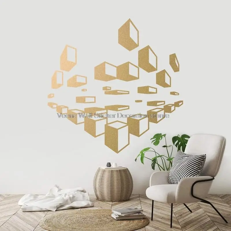 

Modern geometric abstract wall art vinyl sticker home living room bedroom room wall decoration mural door refrigerator sticker 5