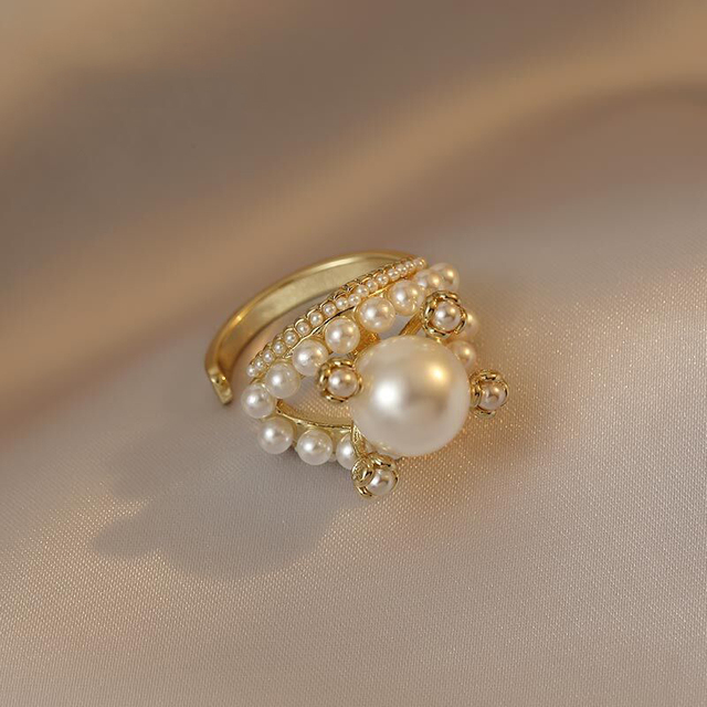 Retro Celebrity Temperament Pearl Rings For Woman 2021 Korean Fashion Suit Jewelry Party Girl's Elegant Accessories Ring