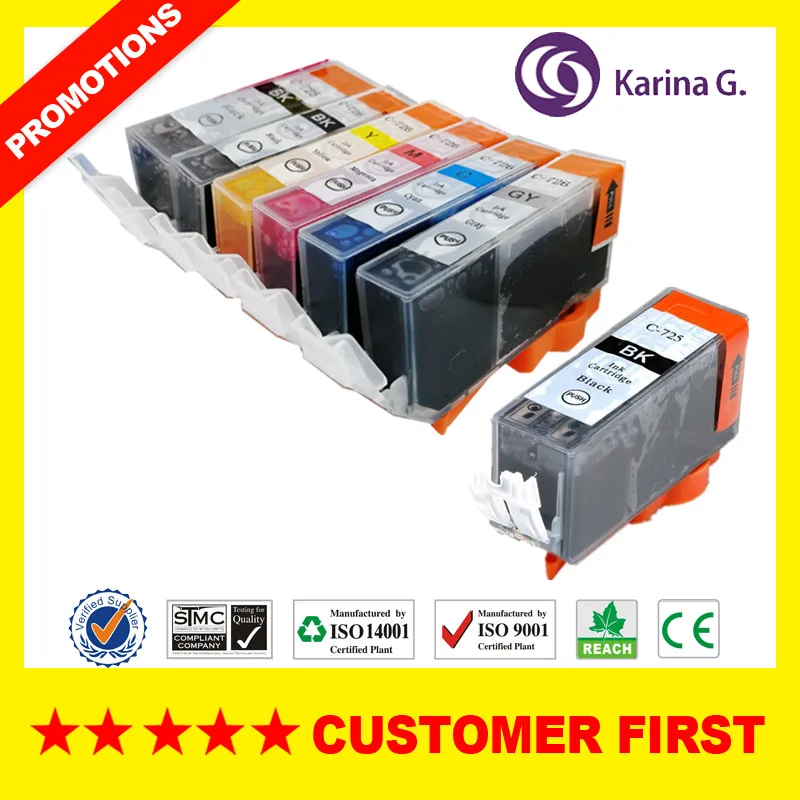 Для Canon PGI725 CLI726 PGI-725 CLI-726 совместимый картридж костюм для Canon PIXMA MG6170 MG6270 MG8170 MG8270 и т. Д - Цвет: 1Set Plus 1Big BK