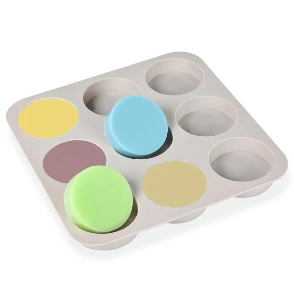 

9 Cavity 3D Silicone Soap Mold Round Shape For Soap Making DIY Handmade Form Moulds