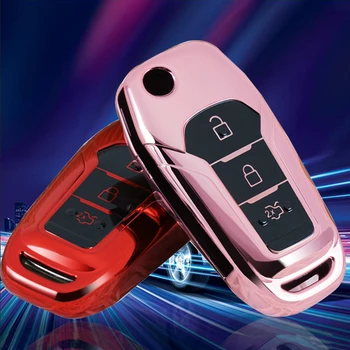 

For Ford C Max Focus Mondeo Fiesta Mk8 2017 Kuga Key Case For Ford Escape Modified 3Button Flip Folding Car Smart Key Cover Fob