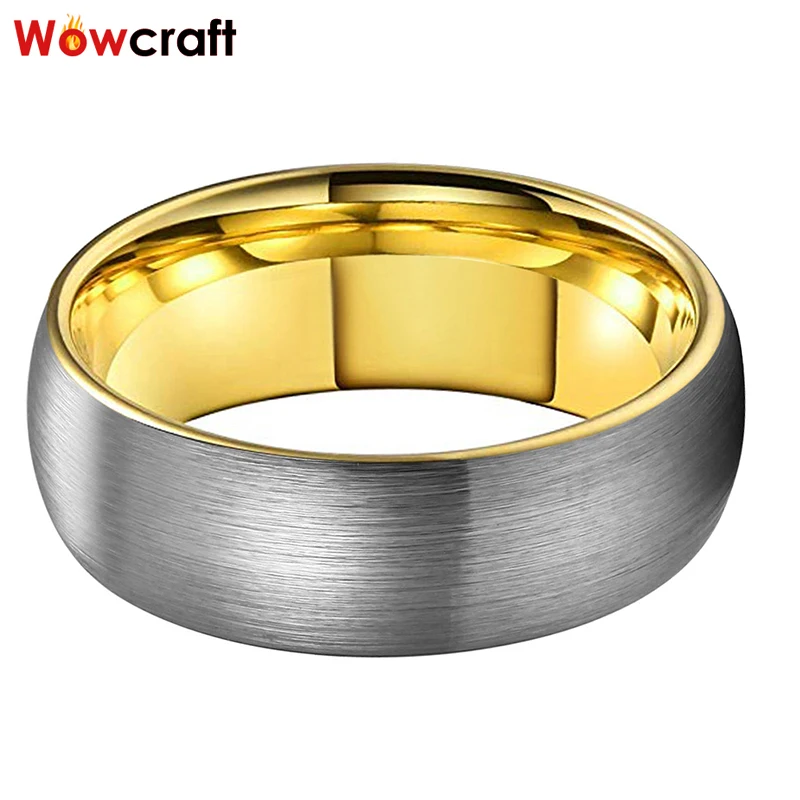 Обручальные кольца из карбида вольфрама 8 мм золотые для мужчин и женщин покрытые