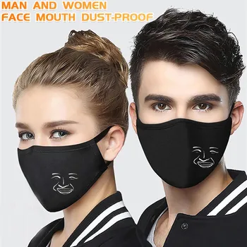 

Hot Couple Lover Use Facemasks Unisex Black Print Face Maskanti-dust Reusable Cotton Mouthmasks Durable Mouth Face Cover