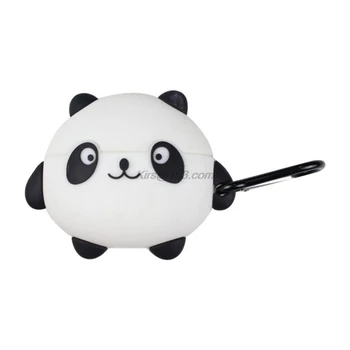 

Cute Panda Pattern Protective Case Silicone Cover Shell with Carabiner for Airpods Pro Wireless Bluetooth Headset Box