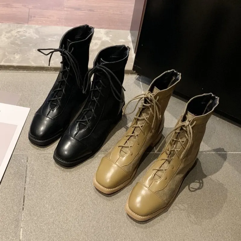 

2019 New fashion Winter Motorcycle Boots Women British Style Ankle Boots Gothic Punk Low Heel ankle Boot Women Shoes