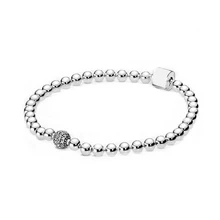 Бусины и браслет паве серебряные бусины 925 пробы и браслет паве подходят для европейских шармов Diy ювелирные изделия