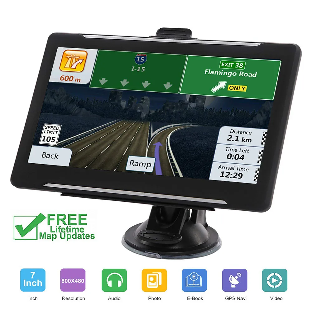 

7 Inch Portable Rechargeable Satellite Navigator Voice Guide Car GPS Accessories HD Touch Screen Truck Practical Vehicle Map