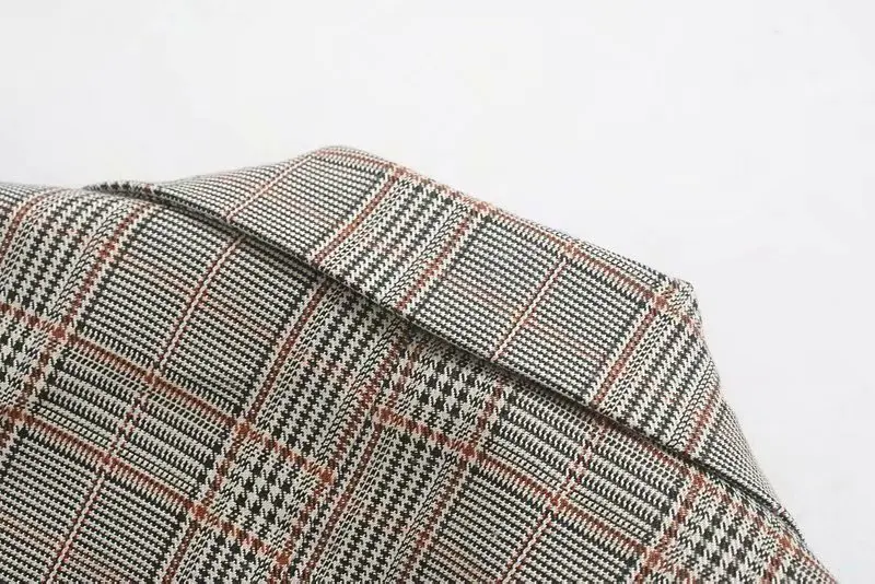 Double-breasted Long-sleeved Plaid Lapel Female Suit Autumn Office Professional Women's Jacket Korean Retro Chic Tops